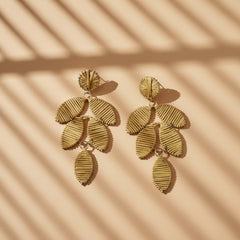 Golden Palm Drop Earrings
