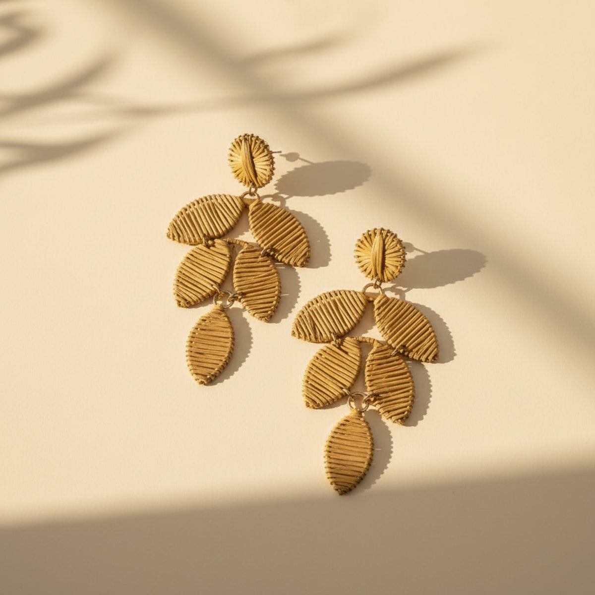 Golden Palm Drop Earrings