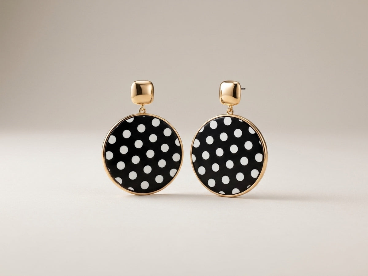 Midnight Polka Dot Luxe Statement Earrings