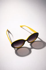 Oversized Round Sunglasses – Black & Yellow