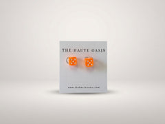 Lucky Roll Orange Dice Stud Earrings