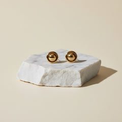 Polished Gold Dome Stud Earrings