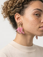 Blush Ice Skate Bow Statement Earrings