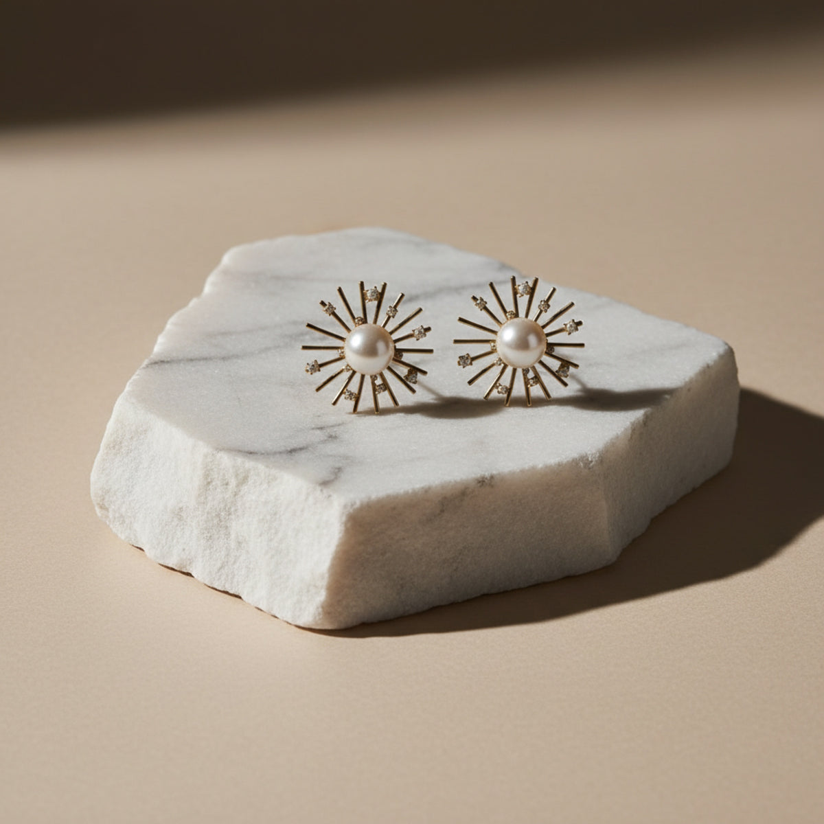 Pearl Sunburst Statement Earrings