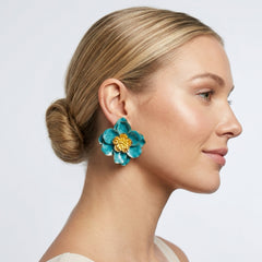 Ocean Bloom Floral Stud Earrings