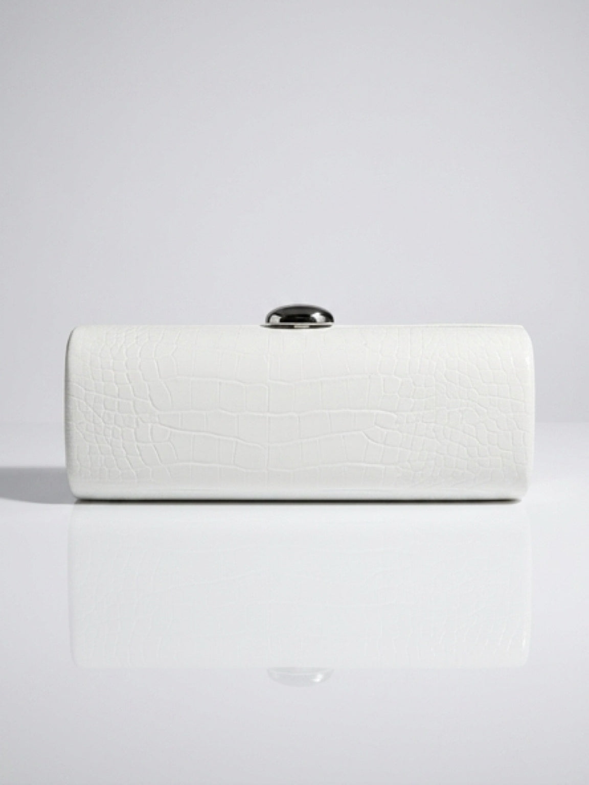 Luxury White Croc-Embossed Clutch Purse